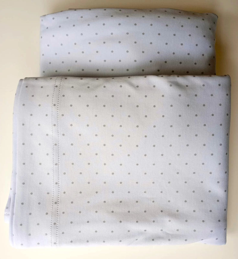 Set Sábana de Cuna - Celeste Puntos Gris - Bunny Cotton