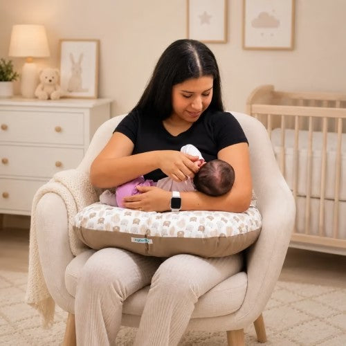 Almohada de Lactancia y Estimulación 5 en 1 - Beige Ositos - Maternelle