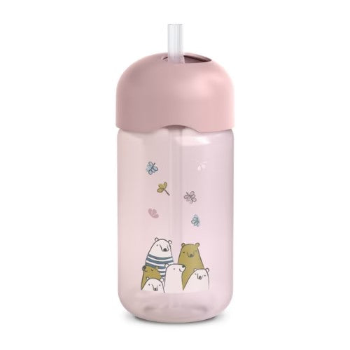 Botella con Cañita - Oso Rosado 340ml 5oz - Suavinex