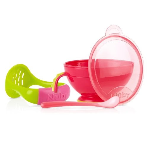 Bowl con Aplastador de Papilla - Rosado - Nuby