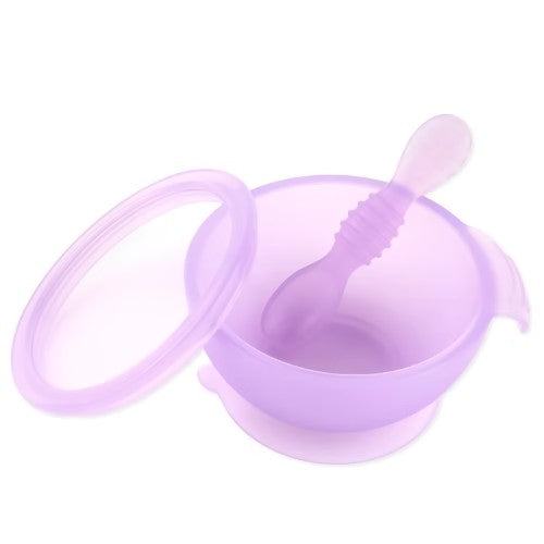 Bowl con Base de Succión + Tapa y Cuchara - Morado - Bumkins