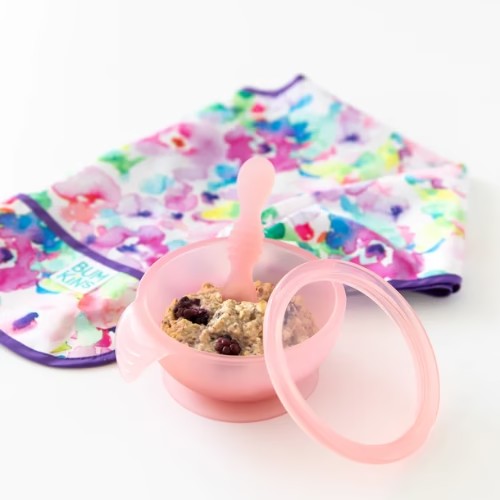 Bowl con Base de Succión + Tapa y Cuchara - Rosa - Bumkins