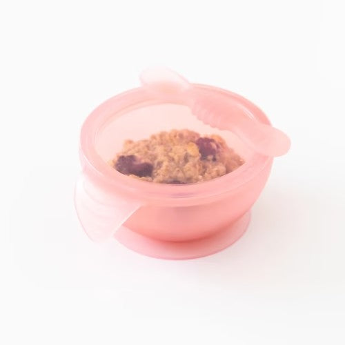 Bowl con Base de Succión + Tapa y Cuchara - Rosa - Bumkins