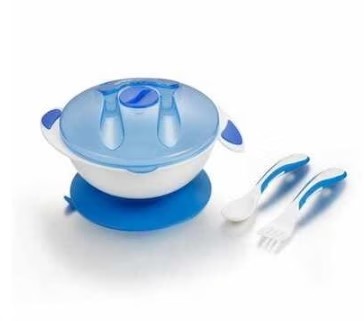 Bowl con Tapa y Cubiertos - Celeste - Aimama