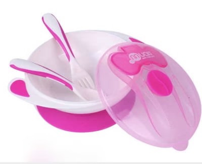 Bowl con Tapa y Cubiertos - Rosado - Aimama