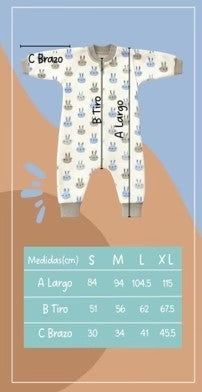 Enterizo Saquito Afranelado - Perritos Talla M - Bunny Cotton