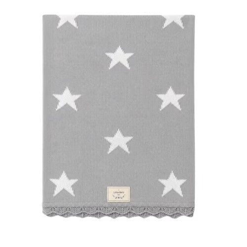 Manta Reversible de Hilo de Algodón - Gris Estrellas - Little Baby