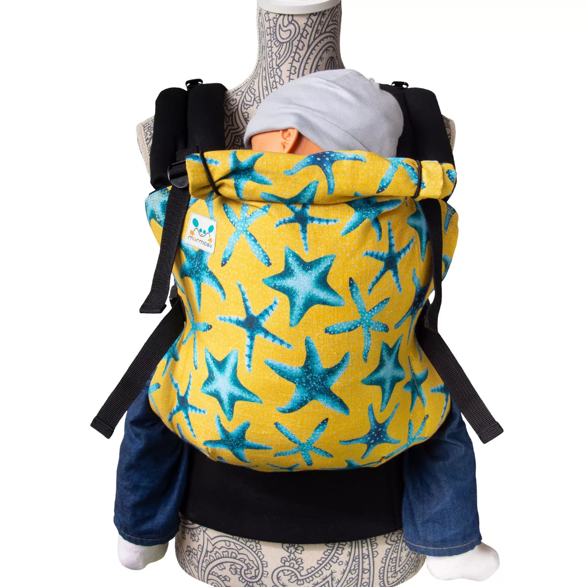 Mochila Ergonómica Lino Estampado - Estrellas de Mar - Marmosa