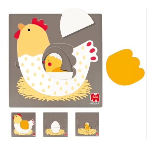 Puzzle 3 Levels - Chickens (2 Años) - Goula