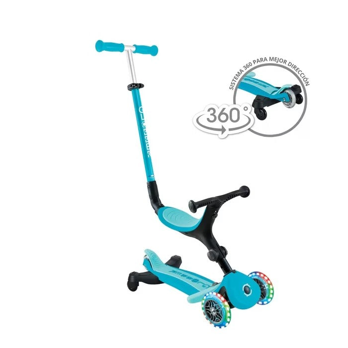 Scooter Evolutivo 5 en 1 LED y Giro 360 - Celeste - Globber