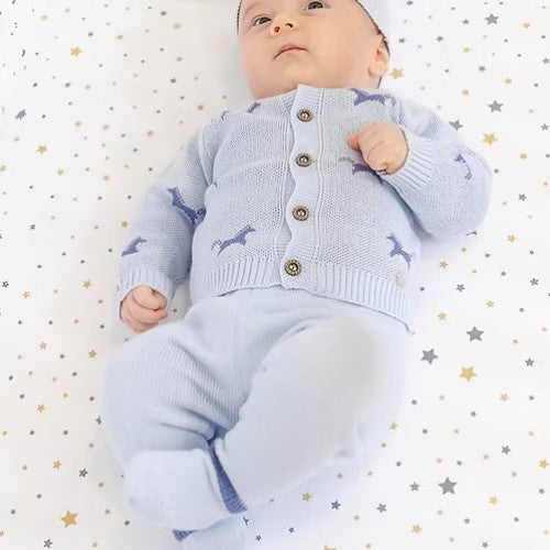 Set Caballito Doble Tejido - Celeste 6-9 Meses - Baby Berry