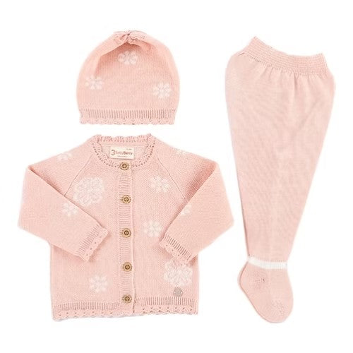 Set Florcita Doble Tejido - Palo Rosa 6 a 9 Meses - Baby Berry