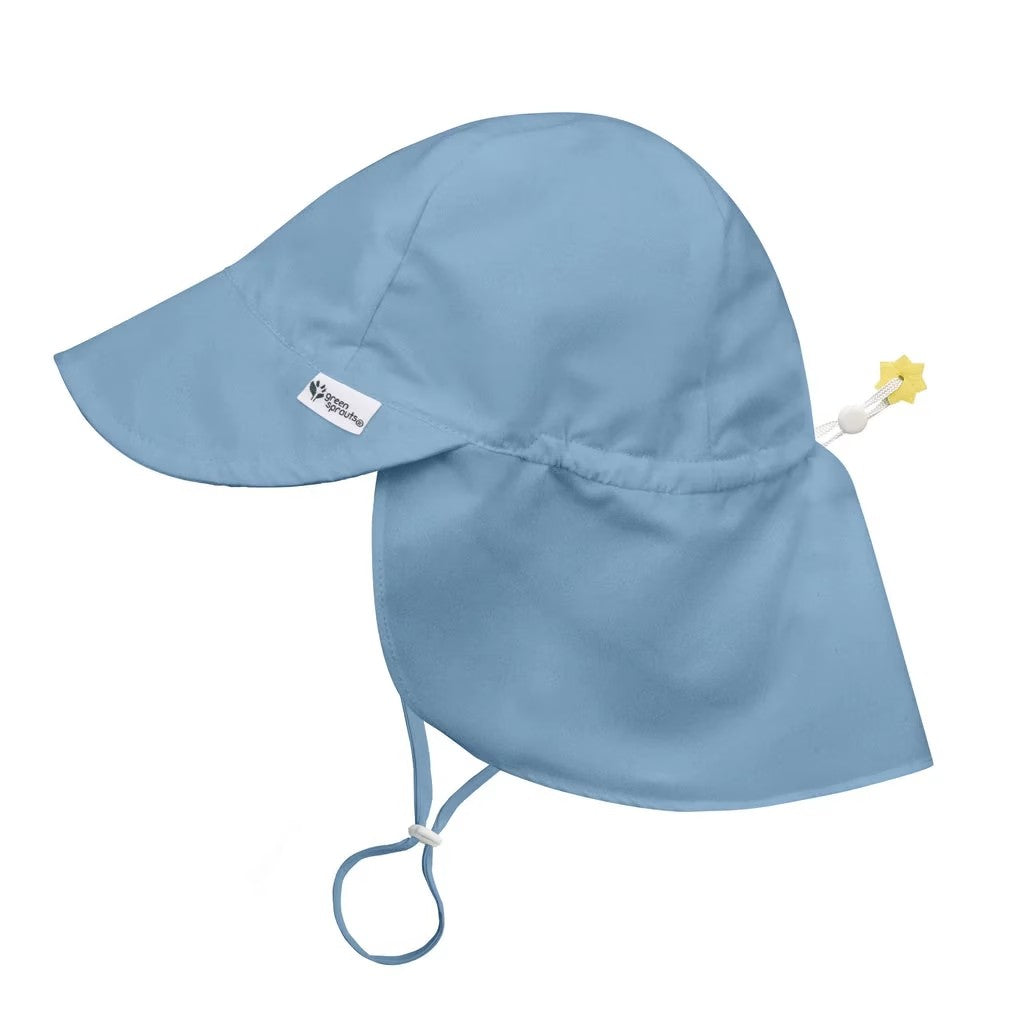 Sombrero con Solapa - Celeste Acero 0 a 6 Meses - Green Sprouts