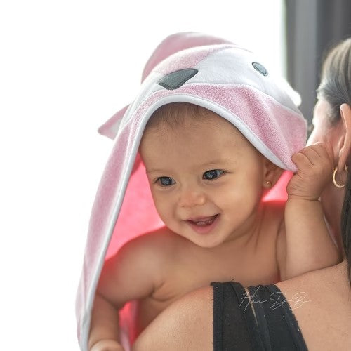 Toalla para Bebé con Capucha - Zorrito Rosa - Abu Tiny