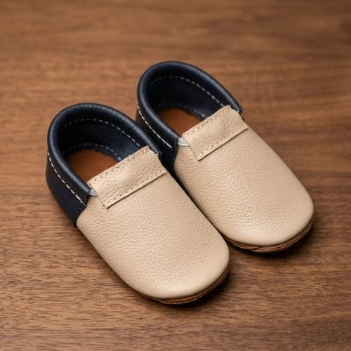 Zapatito Mocs Primeros Pasos - Urban Mix Beige y Azul - Talla 3 - Kiddo & Co