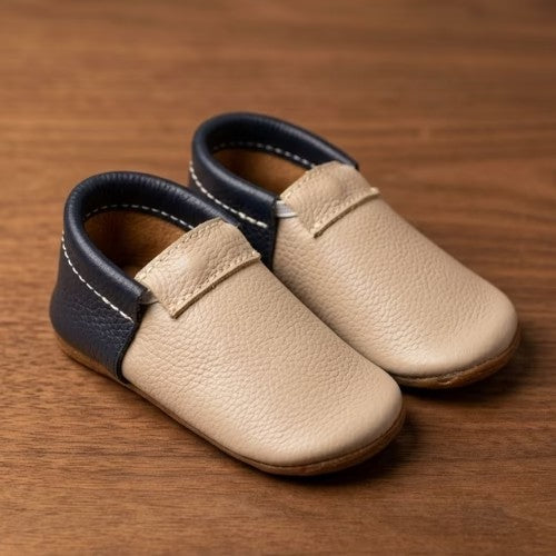 Zapatito Mocs Primeros Pasos - Urban Mix Beige y Azul - Talla 3 - Kiddo & Co