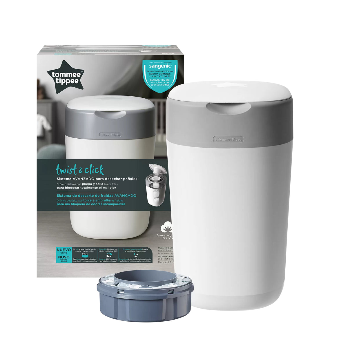 Tacho para Desechar Pañales - Blanco con Gris - Tommee Tippee
