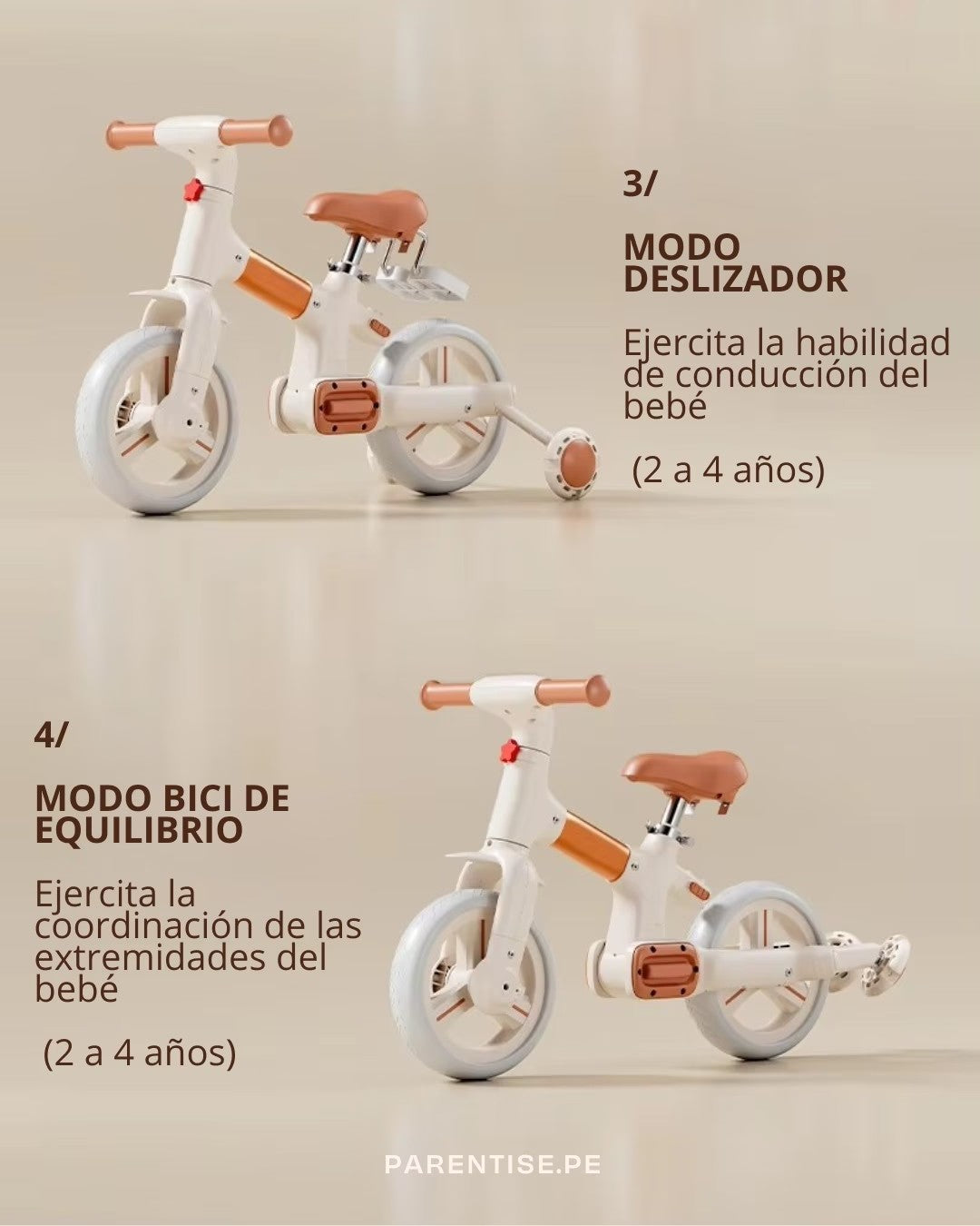 Bici Plegable 2 en 1 - Beige - Parentise