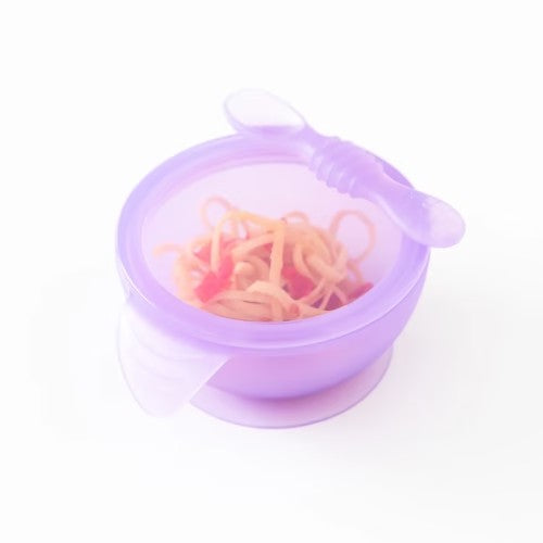 Bowl con Base de Succión + Tapa y Cuchara - Morado - Bumkins
