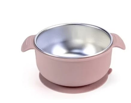 Bowl de Acero con Succión - Rosado - Parentise