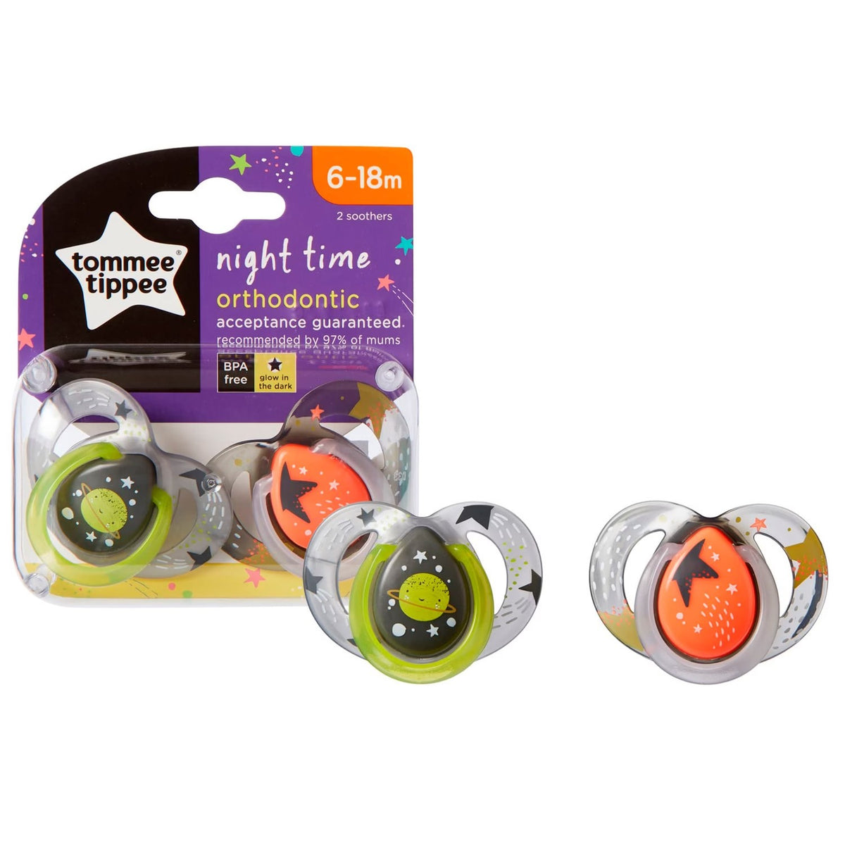 Chupón Night Time 6-18 Meses - Estrellas - Tommee Tippee