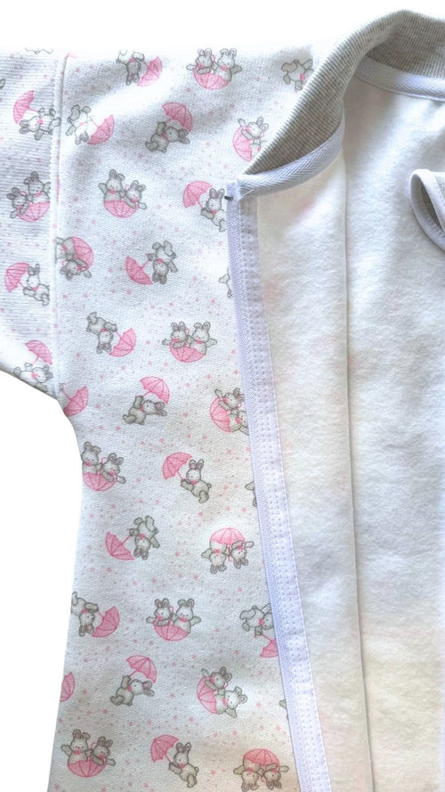 Enterizo Saquito Afranelado - Rosado Talla S y M - Bunny Cotton