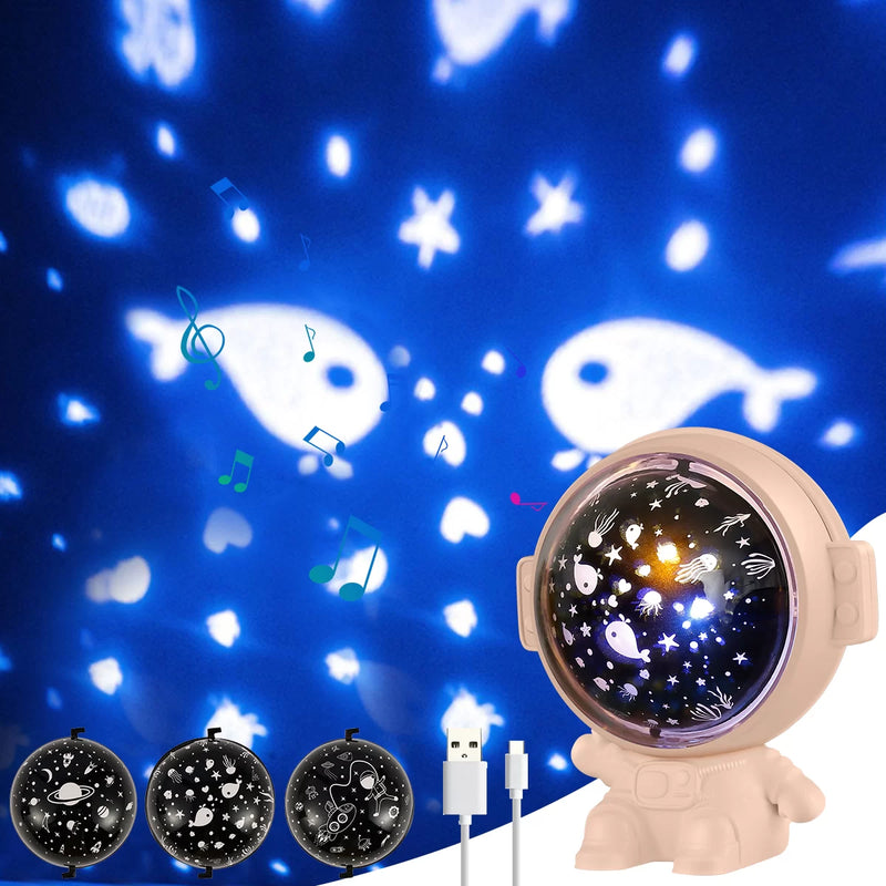 Lampara Proyector Musical - Astronauta - Rosado - Imagen Casa