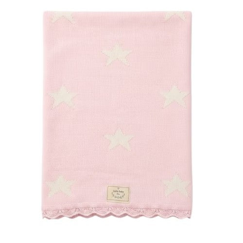 Manta Reversible de Hilo de Algodón - Rosado Estrellas - Little Baby