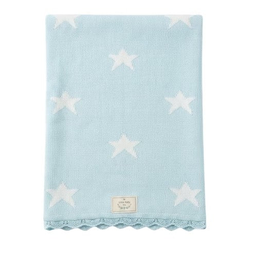 Manta Reversible de Hilo de Algodón - Verde Agua Estrellas - Little Baby
