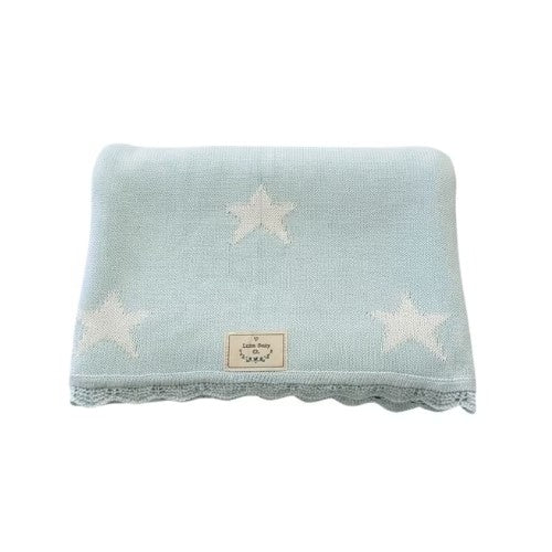 Manta Reversible de Hilo de Algodón - Verde Agua Estrellas - Little Baby