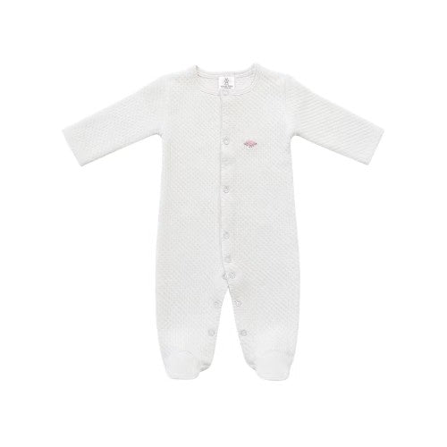 Pijama Jacquard con Broches - Blanco Rose (3 a 6 Meses) - Wawa Pima