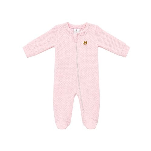 Pijama Jacquard con Cierre - Osita Rosado (3 a 6 Meses) - Wawa Pima