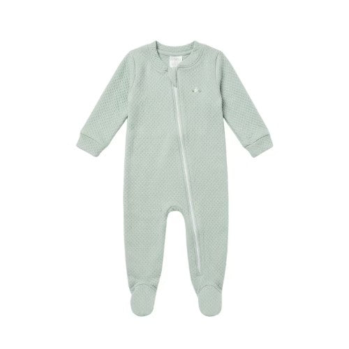 Pijama Jacquard con Cierre - Verde Conejito (9 a 12 Meses) - Wawa Pima