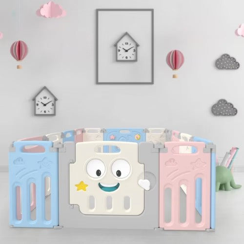 Corral Plegable Happy Star - Rosa y Azul (14 Paneles) - Parentise