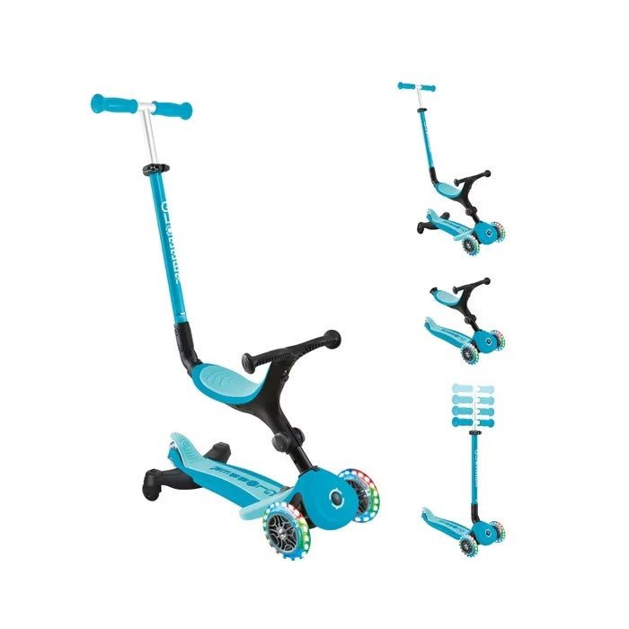 Scooter Evolutivo 5 en 1 LED y Giro 360 - Celeste - Globber