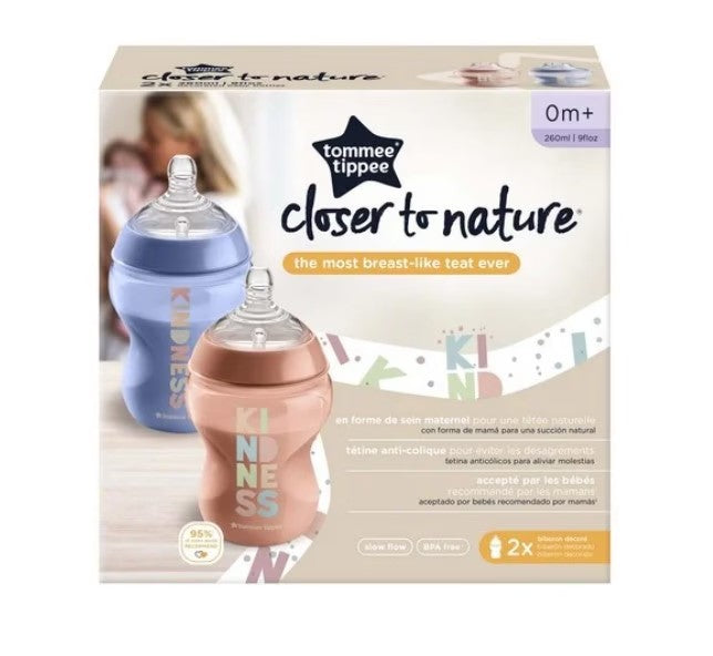 Set 2 Biberones Closer To Nature - Palo Rosa y Azul - Tommee Tippee