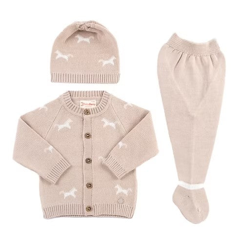 Set Caballito Doble Tejido - Beige 6 a 9 Meses - Baby Berry