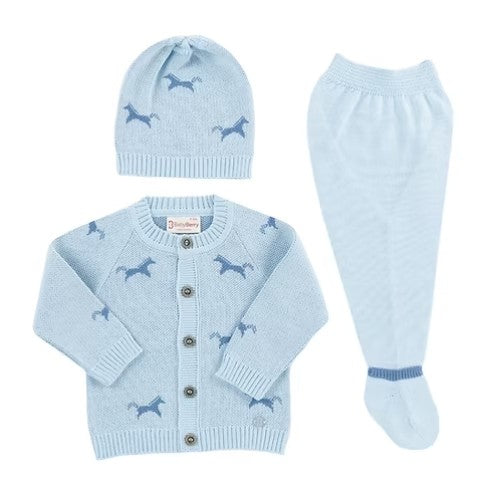 Set Caballito Doble Tejido - Celeste 6-9 Meses - Baby Berry