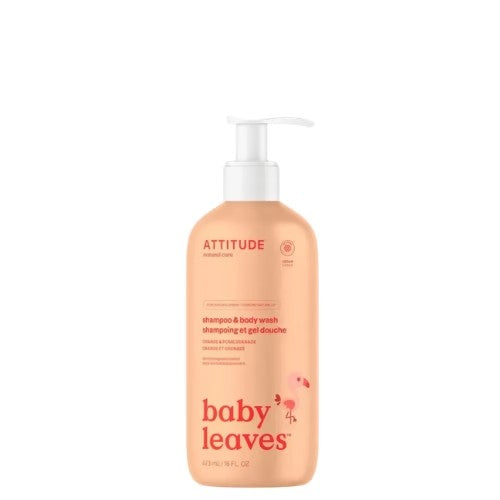 Shampoo y Gel de Baño - Natural Baby Leaves - Orange Pomegranate - Attitude