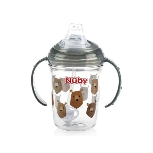 Vaso Tritan Antiderrame 360 - Gris Osos - Nuby